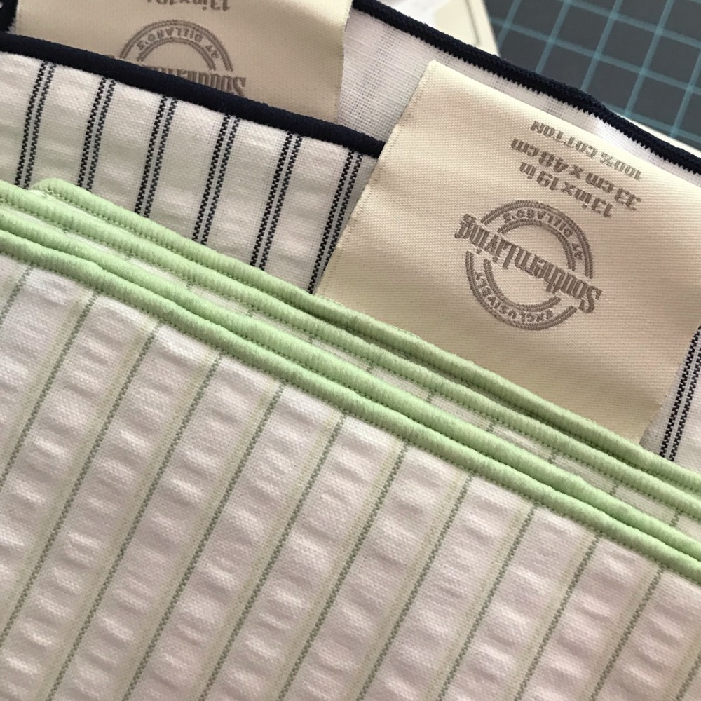 Green and‎ White Seersucker Placemats